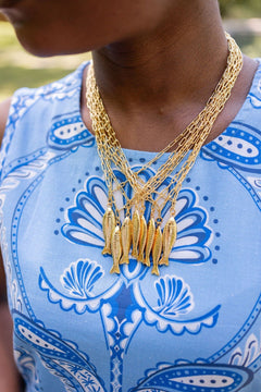 Fish - Beach Town - Small Paper Clip Chain Necklace - 18k Gold Plated 18 Inches