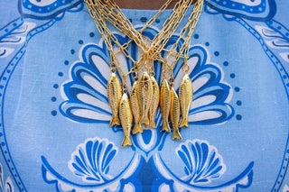 Fish - Beach Town - Small Paper Clip Chain Necklace - 18k Gold Plated 18 Inches - Glamourous Grace