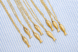 Fish - Beach Town - Small Paper Clip Chain Necklace - 18k Gold Plated 18 Inches - Glamourous Grace