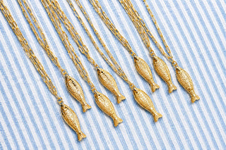 Fish - Beach Town - Small Paper Clip Chain Necklace - 18k Gold Plated 18 Inches - Glamourous Grace