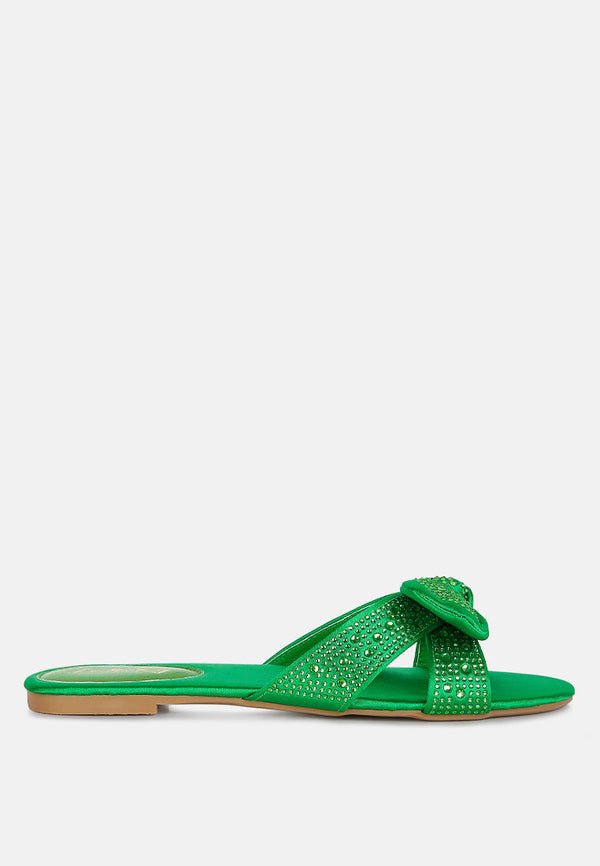 Fleurette Bow Flat Sandals - Glamourous Grace