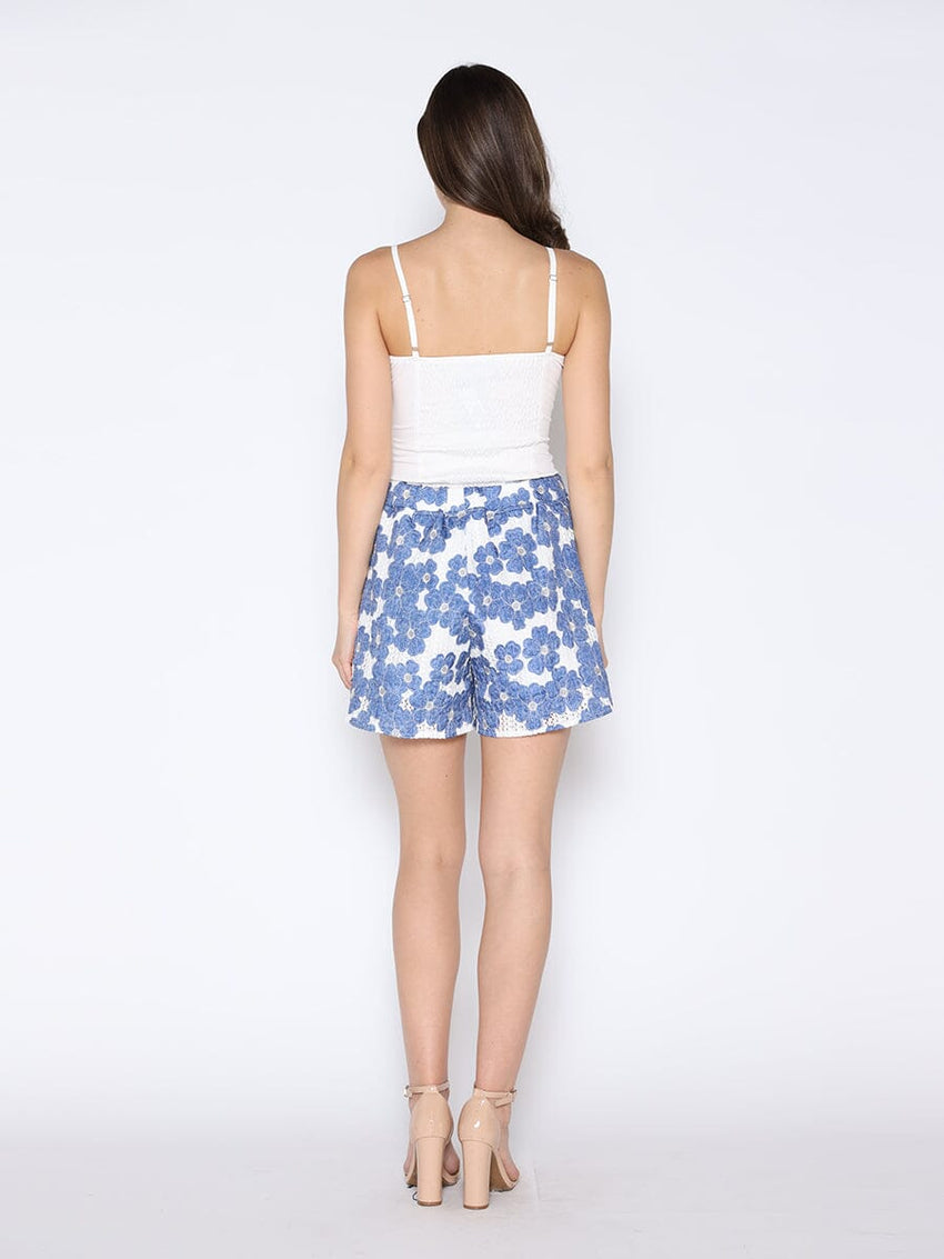 Floral Applique Denim Lace Daisy Short Pants