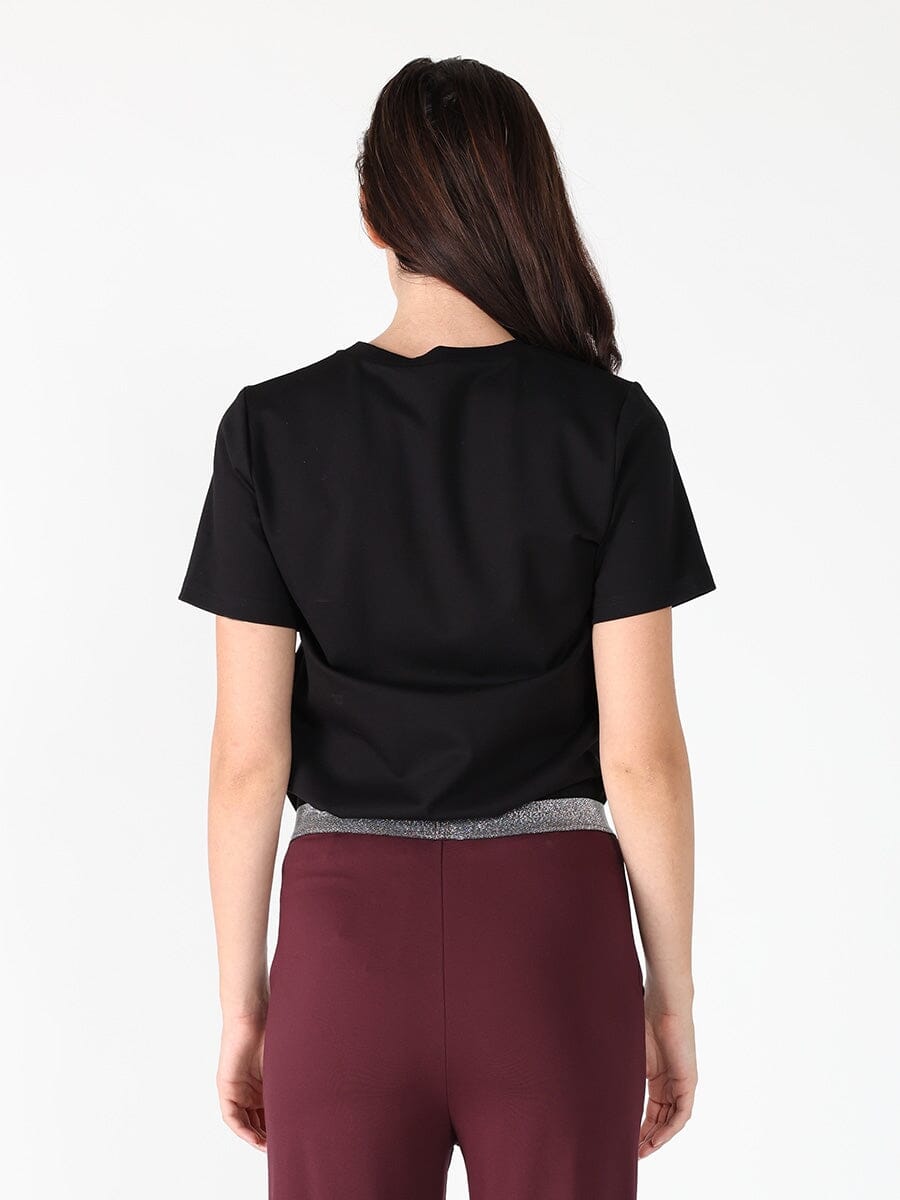 Floral Embroidered Crew Neck Top - Glamourous Grace