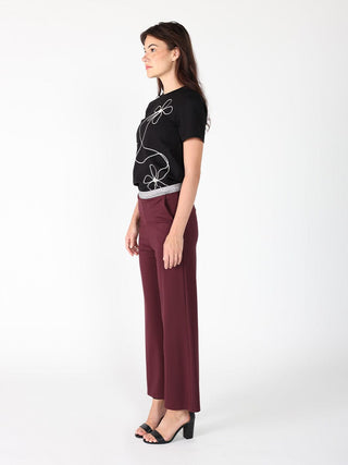 Floral Embroidered Crew Neck Top