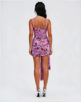 Floral Haze Bustier Mini Dress – Violet (Final Sale) - Glamourous Grace