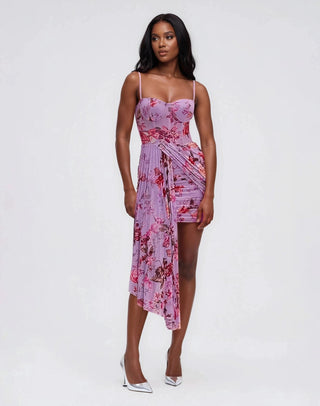 Floral Haze Bustier Mini Dress – Violet (Final Sale) - Glamourous Grace