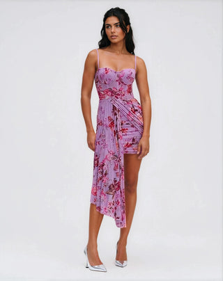 Floral Haze Bustier Mini Dress – Violet (Final Sale) - Glamourous Grace