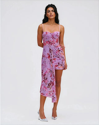 Floral Haze Bustier Mini Dress – Violet (Final Sale) - Glamourous Grace