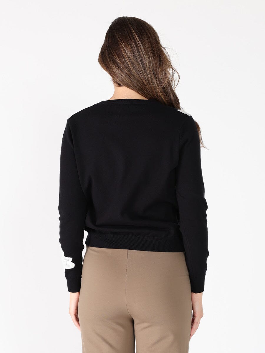 Floral Knitted Pearl Embellishments Sweatshirt - Glamourous Grace