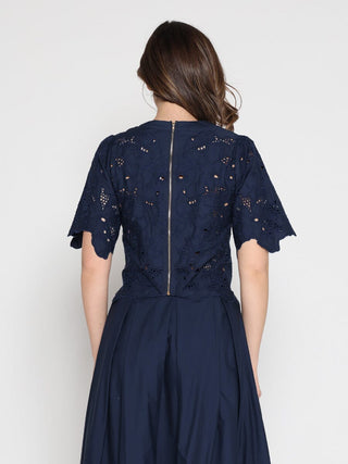 Floral Lace Embroidered Short Sleeve Crop Top