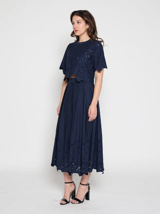 Floral Lace Embroidered Short Sleeve Crop Top