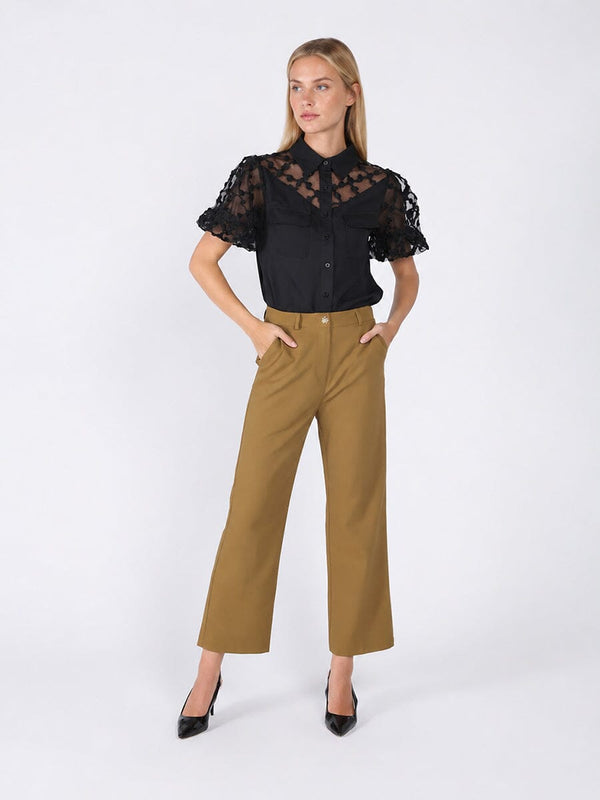 Floral mesh sleeve top - Glamourous Grace