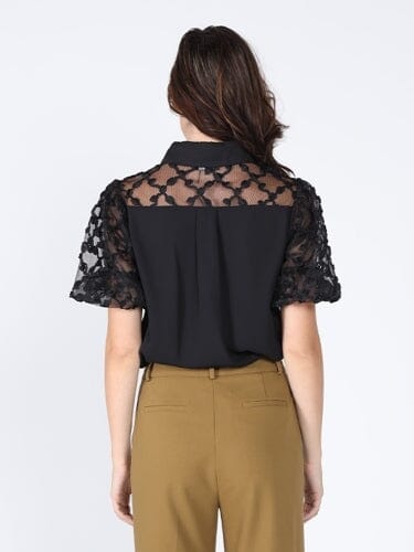 Floral mesh sleeve top - Glamourous Grace