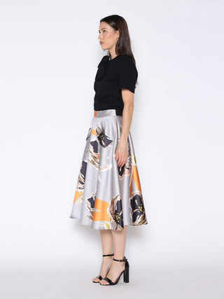 Floral Print A-Line Midi Skirt
