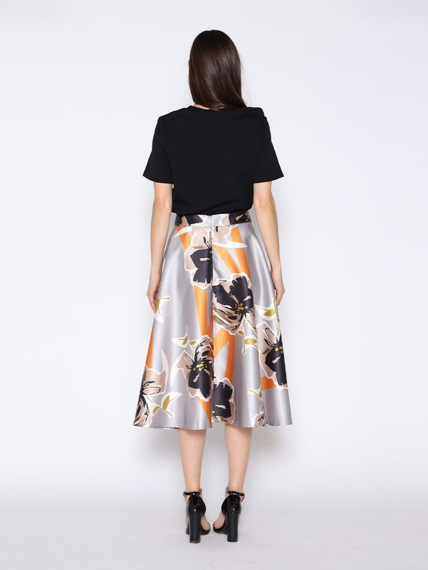 Floral Print A-Line Midi Skirt