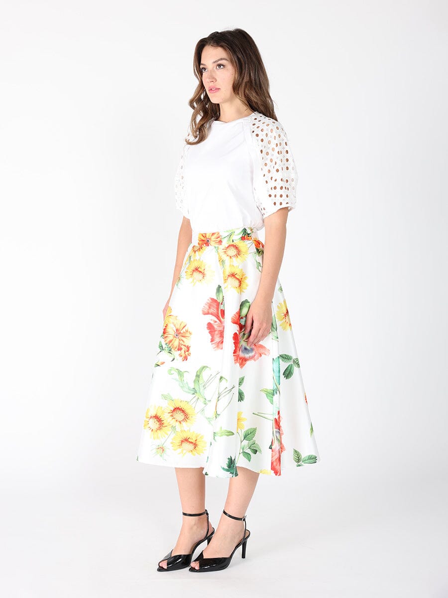 Floral Print A-line Midi Skirt - Glamourous Grace