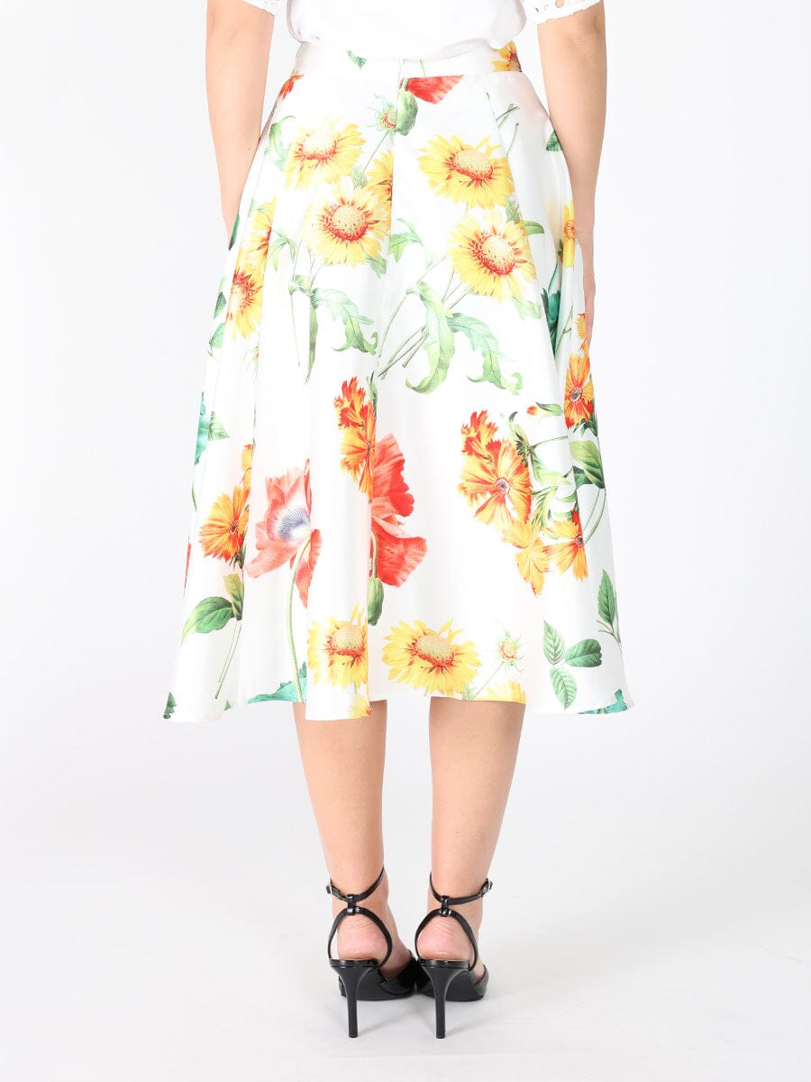 Floral Print A-line Midi Skirt - Glamourous Grace