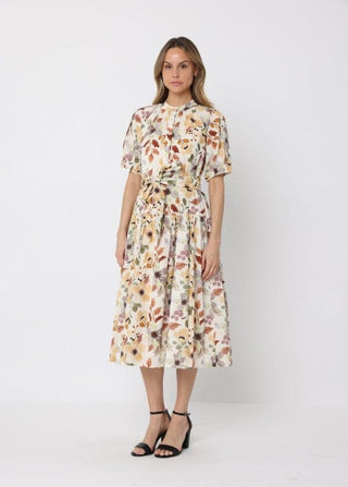 Floral print belt dress