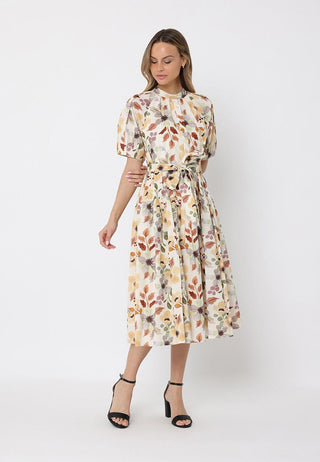 Floral print belt dress