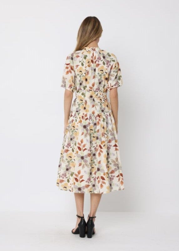 Floral print belt dress