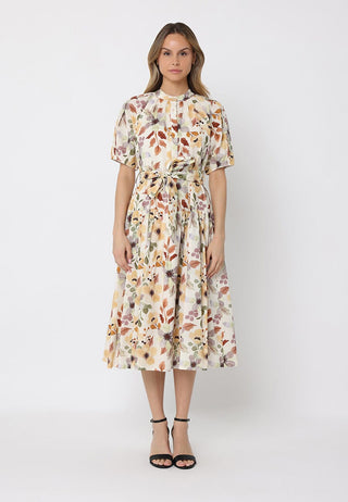 Floral print belt dress