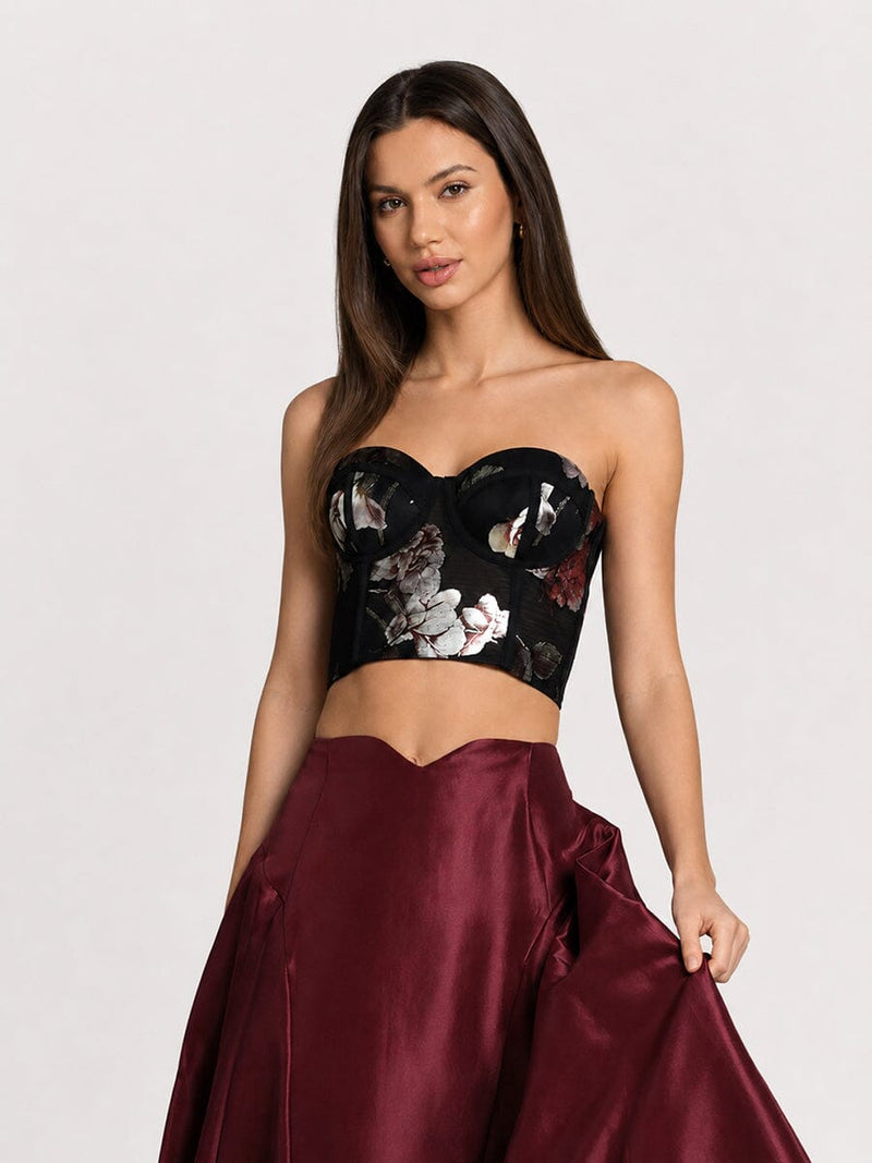 Floral Print Bustier Top - Glamourous Grace