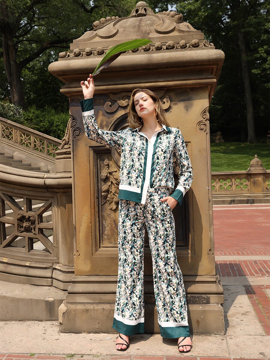 Pine Print Button Down Shirt - Glamourous Grace