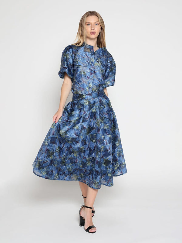 Floral Print Organza Skirt - Glamourous Grace
