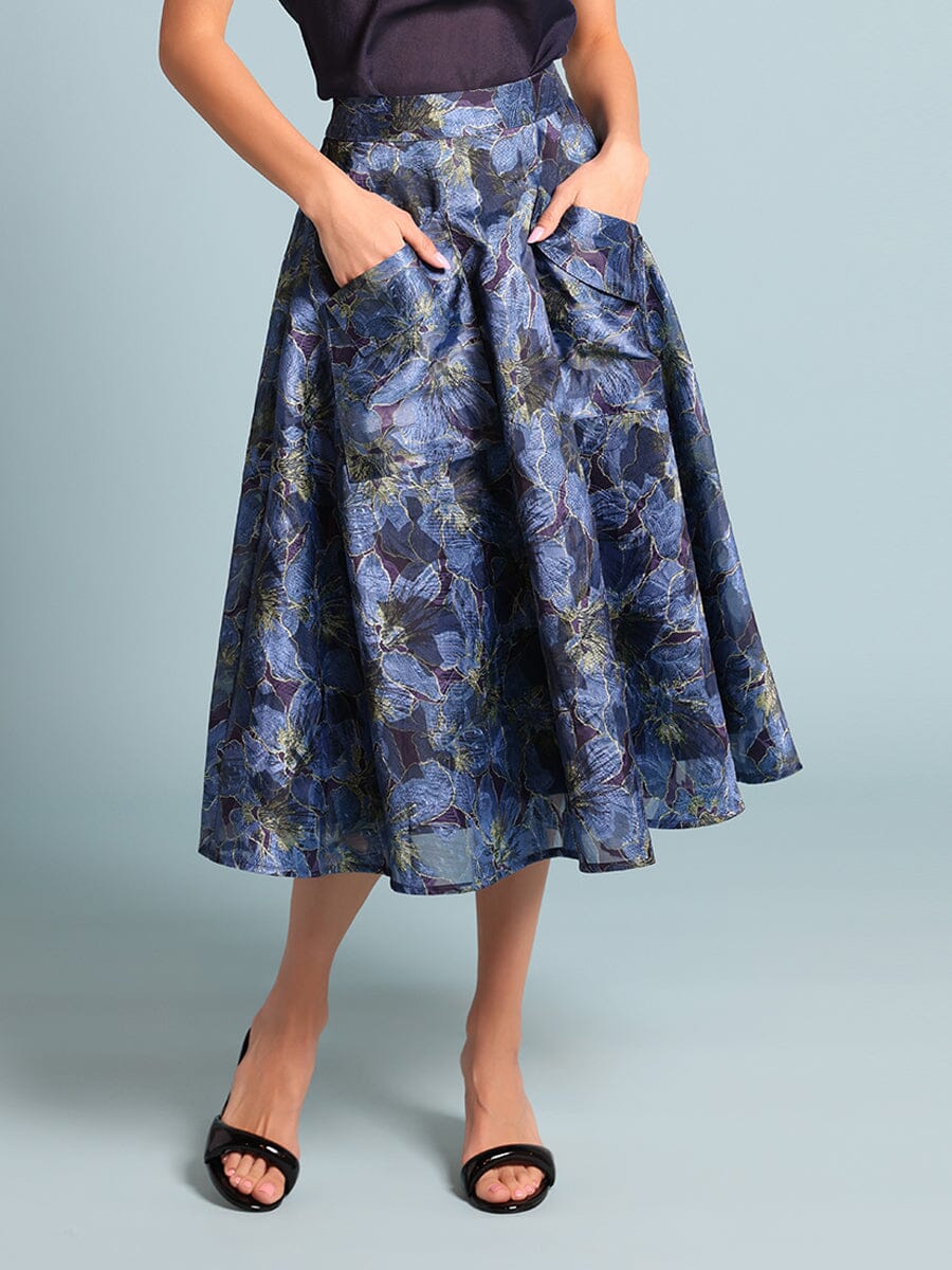 Floral Print Organza Skirt - Glamourous Grace