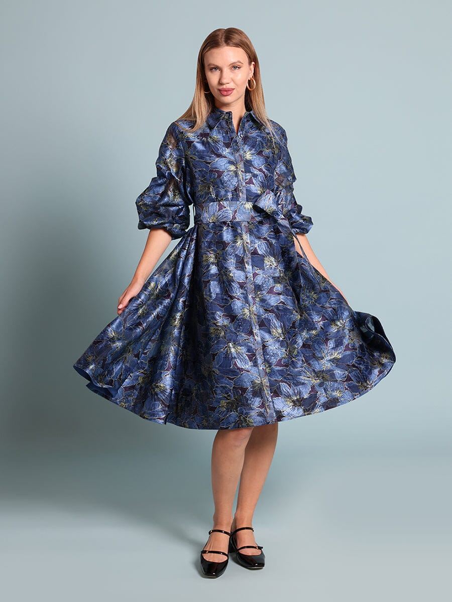 Floral print pinched detail sleeve midi dress - Glamourous Grace