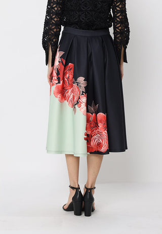 Floral Print Pleated A-line Skirt - Glamourous Grace