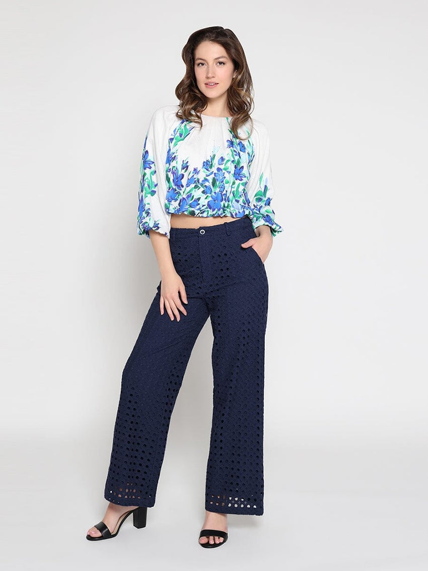 Floral print pleated top