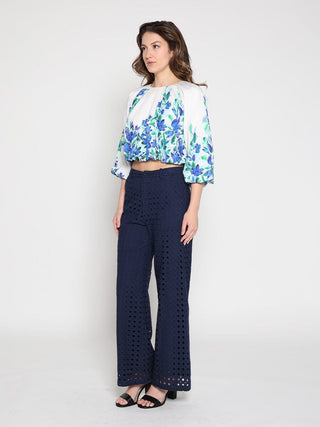 Floral print pleated top