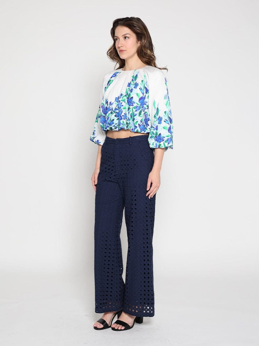Floral print pleated top