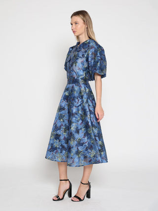 Floral Print Puff Sleeve Organza Top - Glamourous Grace