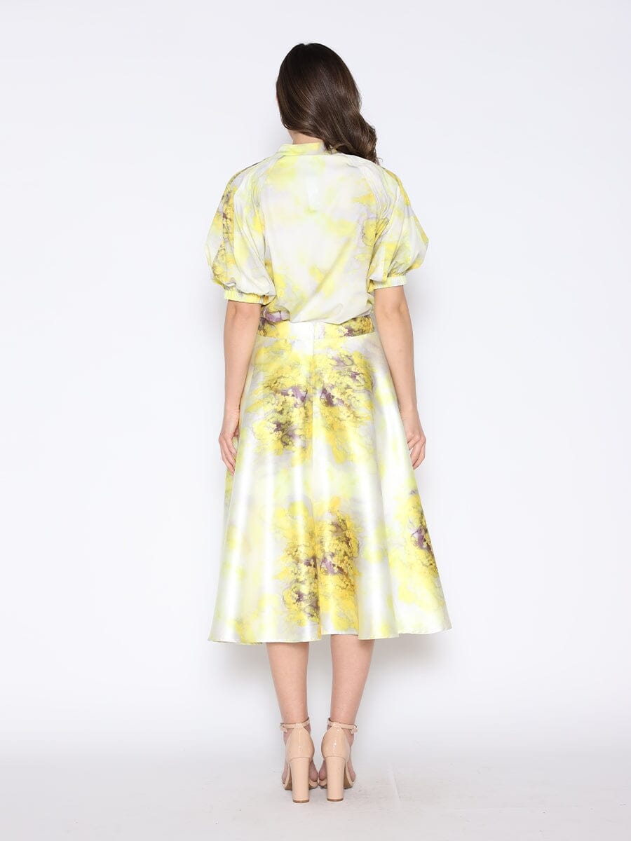 Floral Print Puff Sleeve Round Neck Shirt - Glamourous Grace