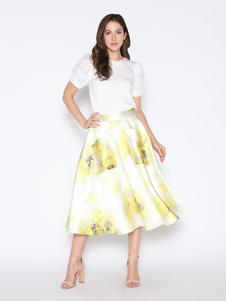 Floral Print Satin A-Line Skirt - Glamourous Grace