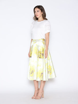 Floral Print Satin A-Line Skirt