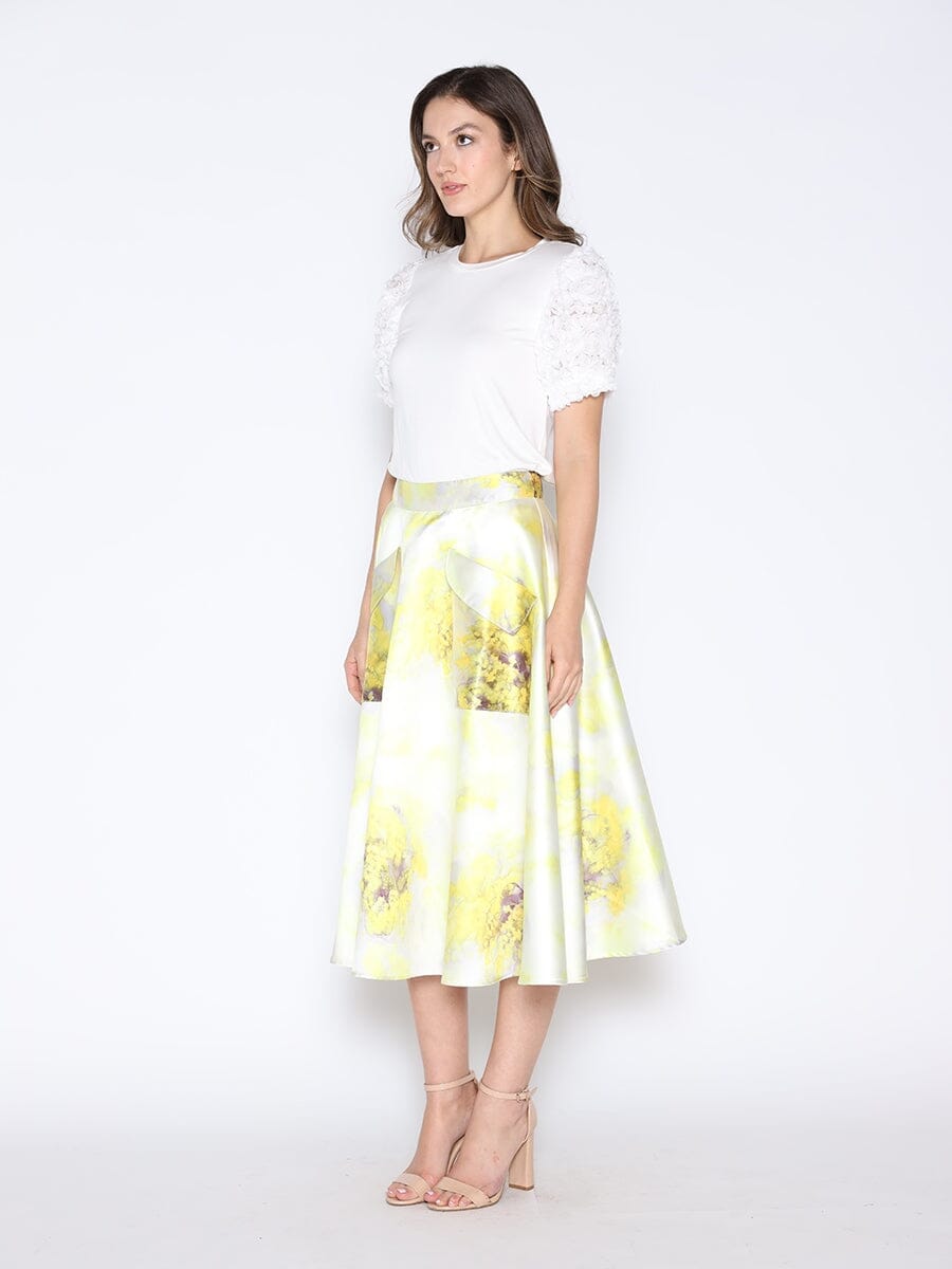 Floral Print Satin A-Line Skirt - Glamourous Grace