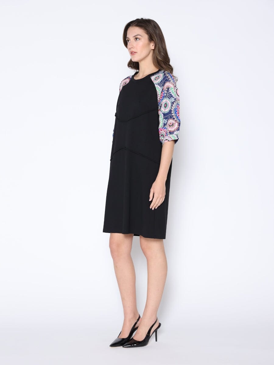 Floral Print Sewing Sleeves Sectioned Mini Dress - Glamourous Grace