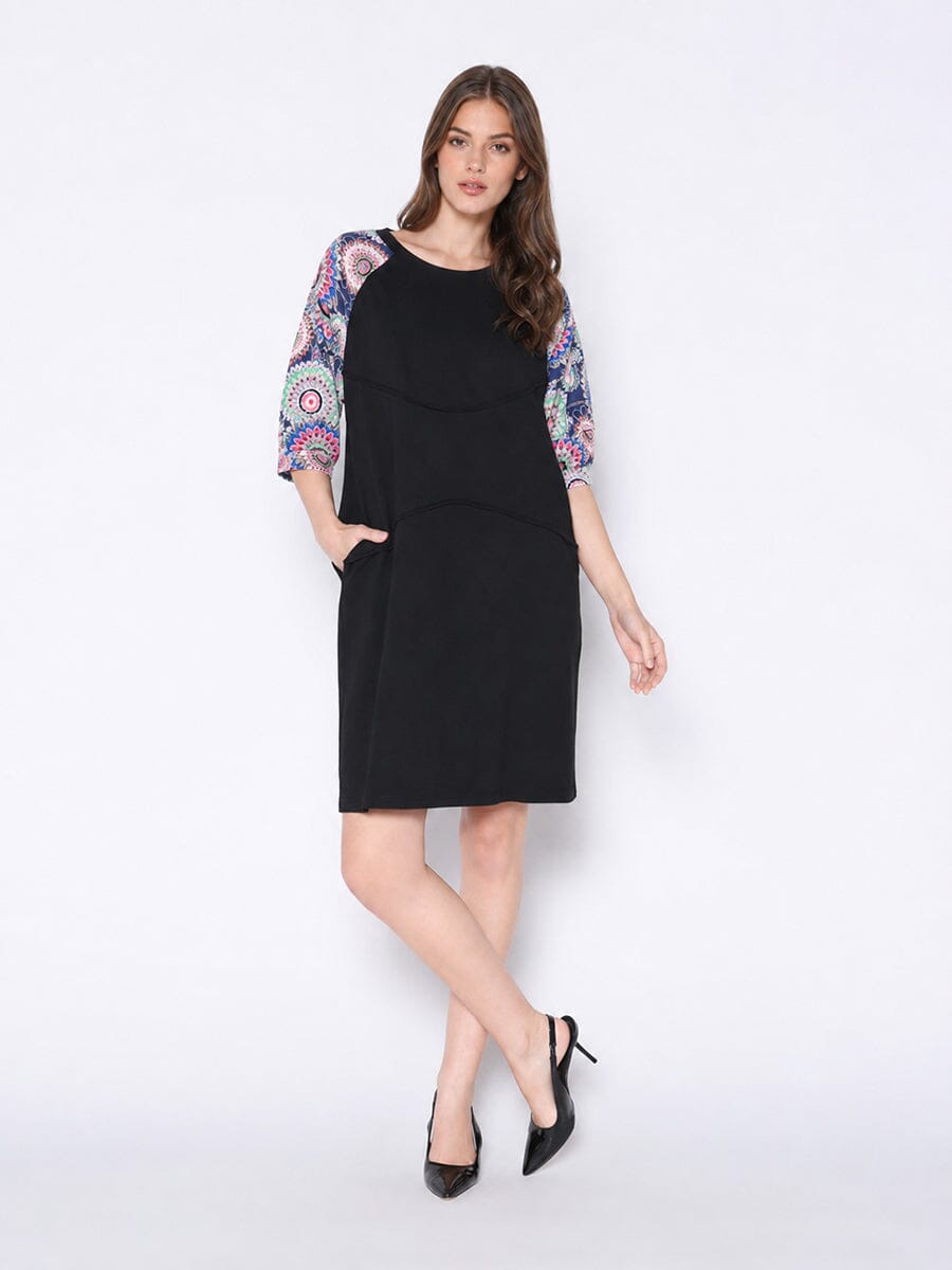 Floral Print Sewing Sleeves Sectioned Mini Dress - Glamourous Grace