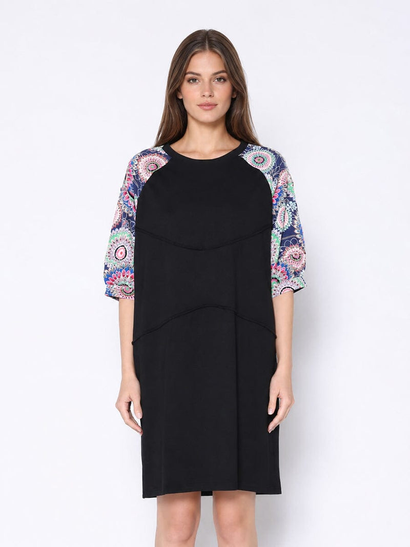 Floral Print Sewing Sleeves Sectioned Mini Dress - Glamourous Grace