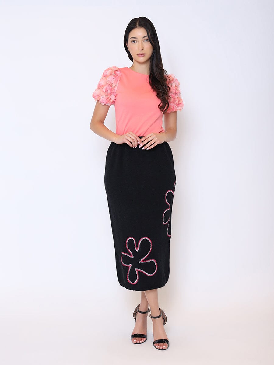 Floral Printed Knit Pencil Skirt - Glamourous Grace