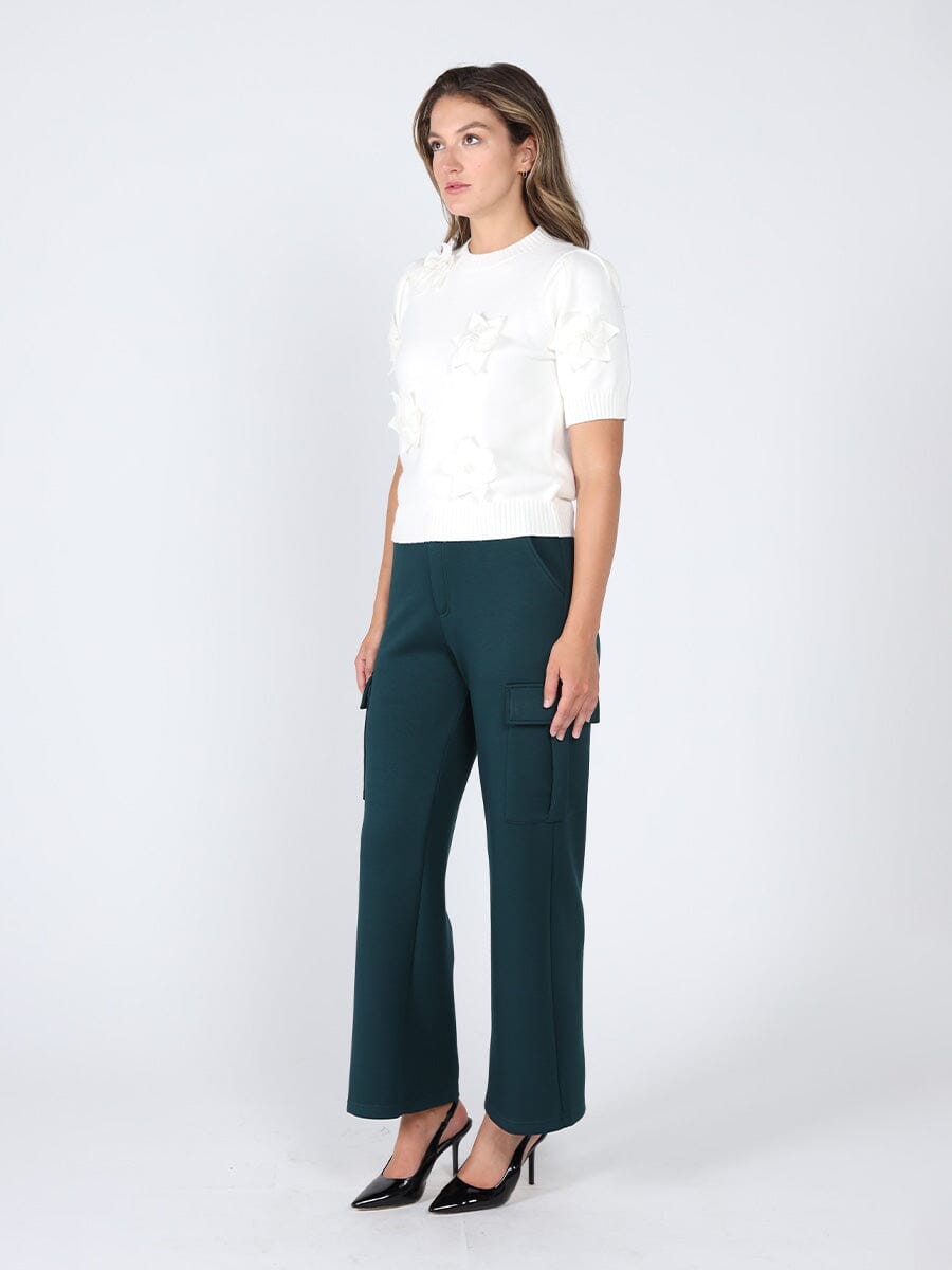 Floral rib neck knit top - Glamourous Grace