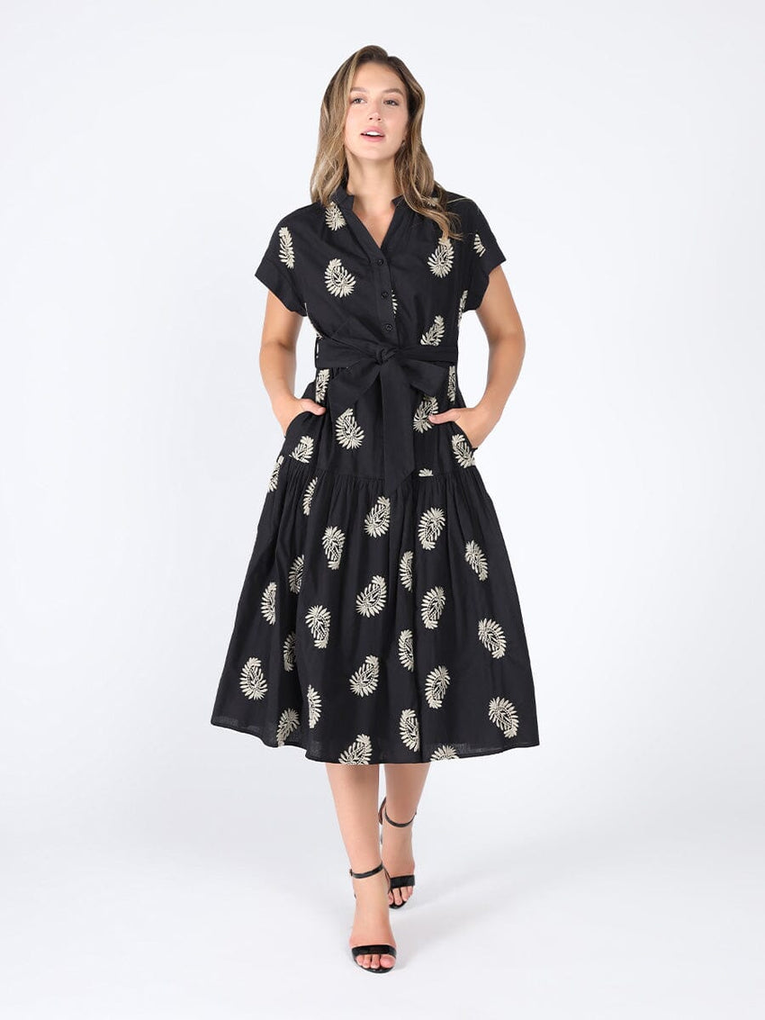 Floral Short Sleeve Belt Dress