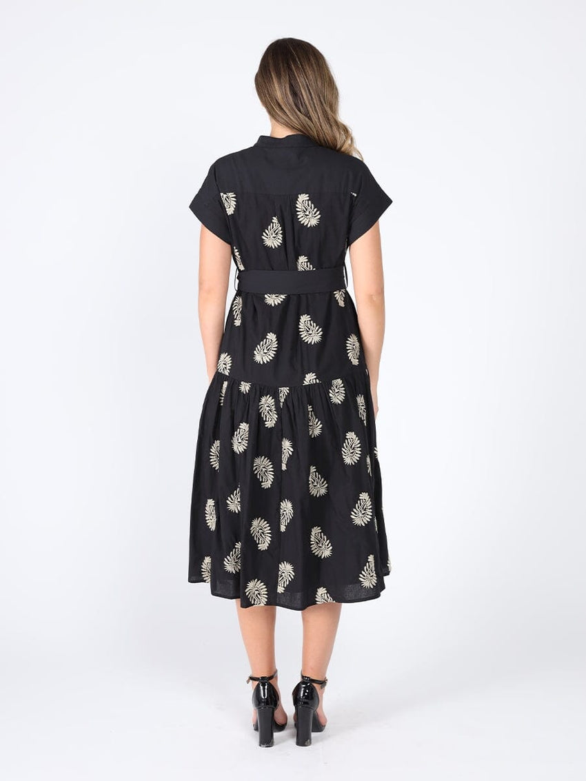 Floral Short Sleeve Belt Dress
