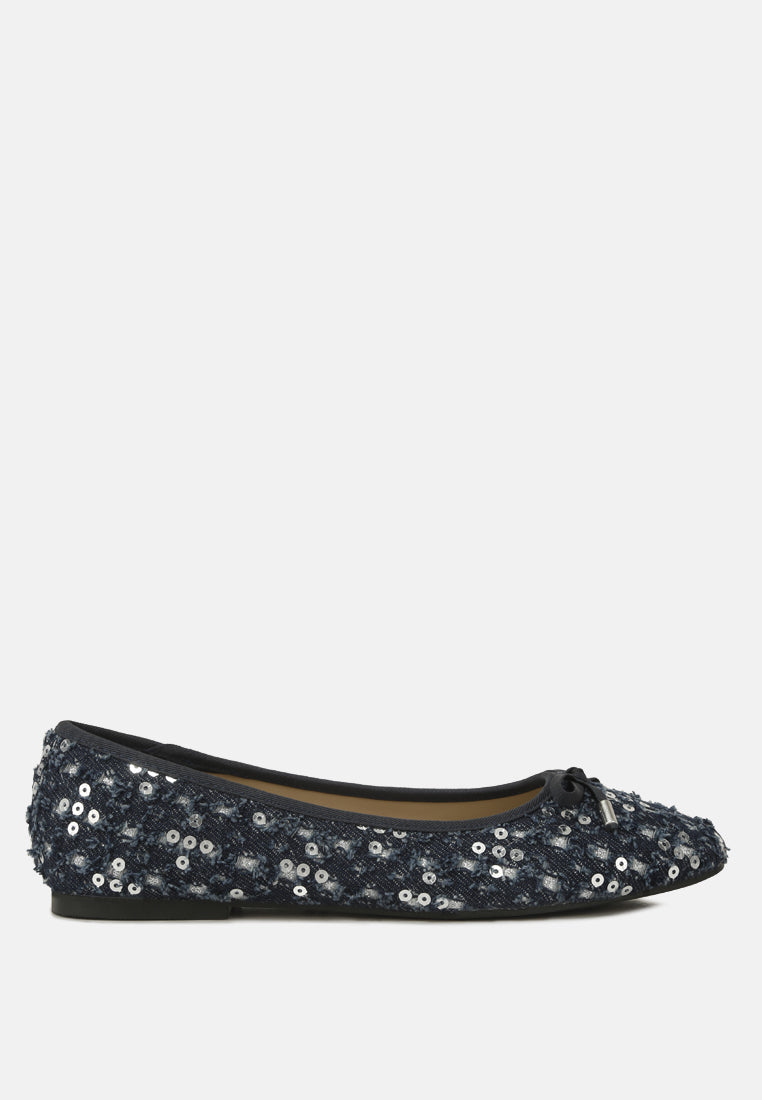 Florent Sequin Flat Bow Ballerinas - Glamourous Grace