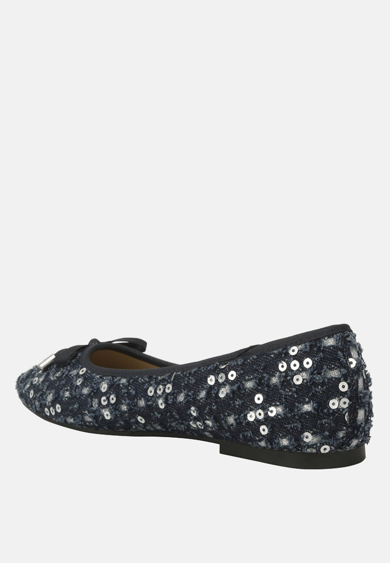 Florent Sequin Flat Bow Ballerinas - Glamourous Grace