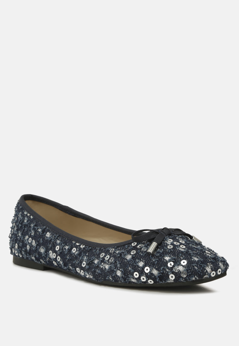 Florent Sequin Flat Bow Ballerinas - Glamourous Grace