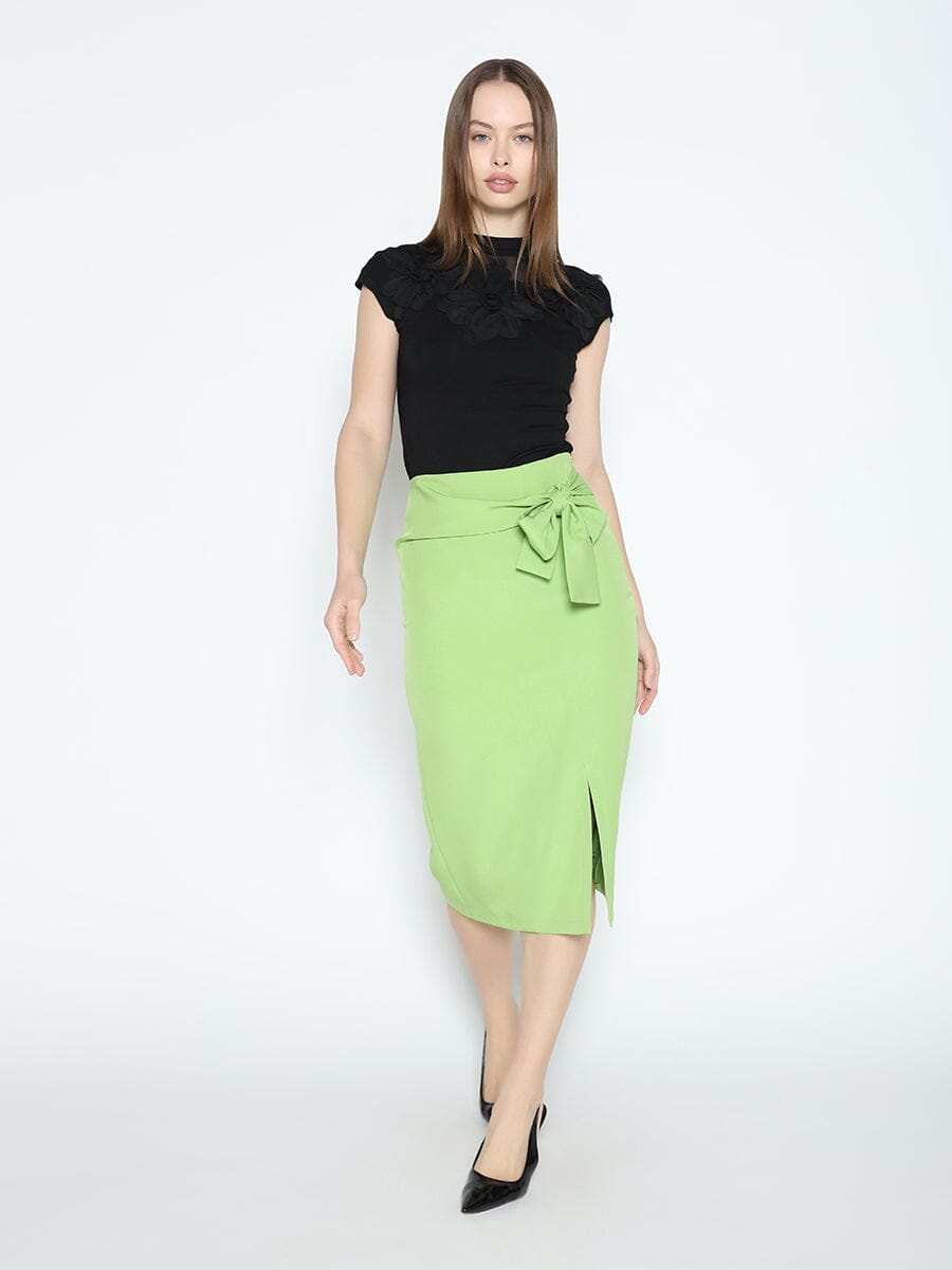 Flower Applique Mock Neck Cap Sleeve Top - Glamourous Grace